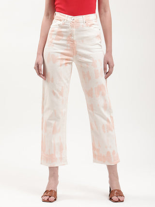 Elle Women Peach Dyed Straight Fit Jeans