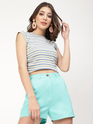 Elle Women Multi Striped Round Neck TShirt