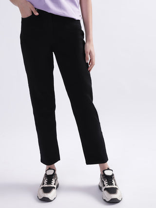 Elle Women Black Solid Regular Fit Jeans