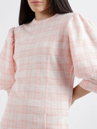 Elle Women Solid 3/4 Sleeves Round Neck Dress