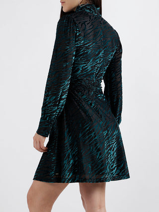Elle Women Self-Design Full Sleeves High Neck Dress