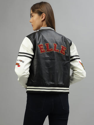 Elle Women Colour Blocked High Neck Full Sleeves Jacket