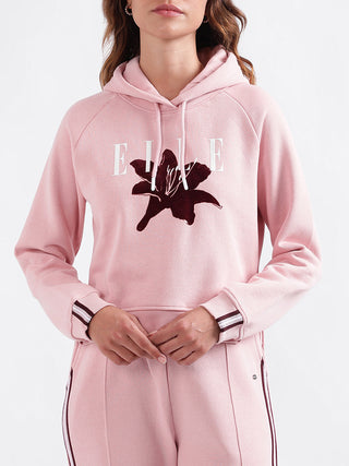 Elle Women Solid Full Sleeves Hooded Sweatshirt