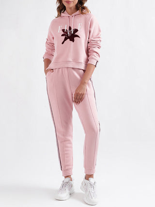 Elle Women Solid Full Sleeves Hooded Sweatshirt