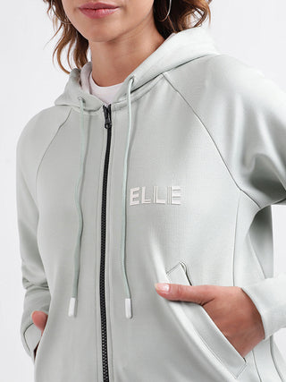 Elle Women Solid Full Sleeves Hooded Sweatshirt