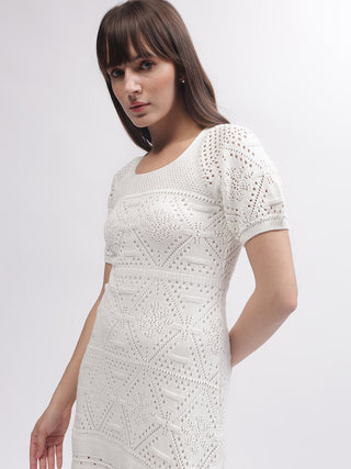 Elle Women White Square Neck Dress
