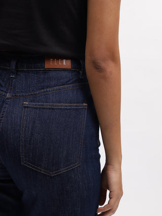 Elle Women Blue Solid Straight Fit Jeans