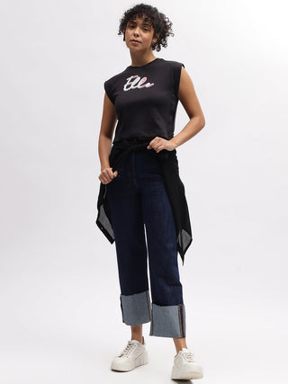 Elle Women Black Tshirt
