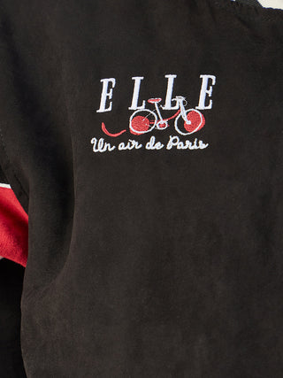 Elle Women Black Stand Collar Full Sleeves Varsity Jacket