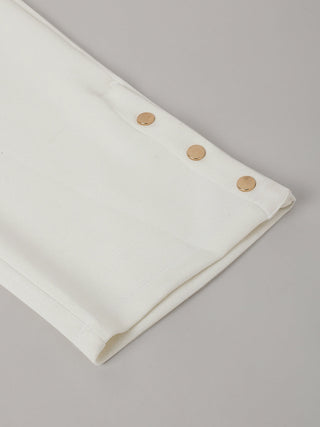 Elle Women White Solid High-Rise Oversized Sweatpant