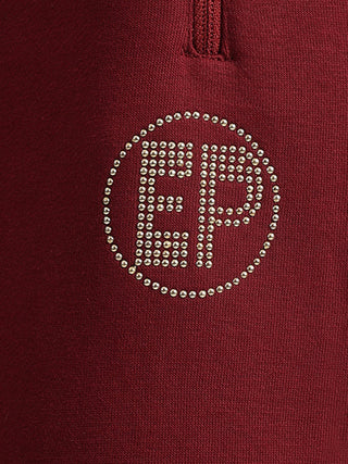 Elle Women Red Solid Straight Fit Mid-Rise Track Pants