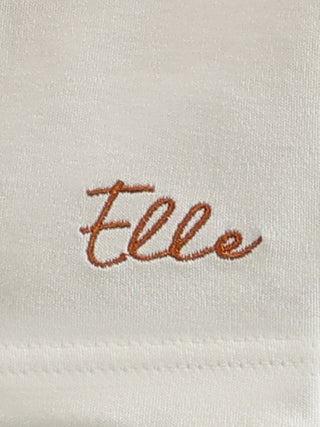 Elle Women Off White Solid Peter Pan Collar Short Sleeves Tshirt