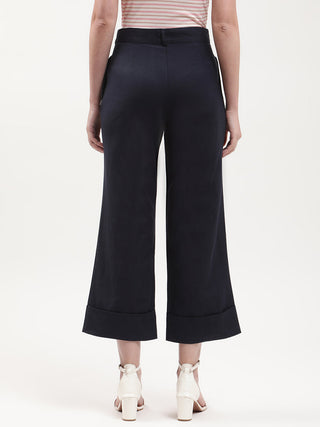 Elle Women Blue Semi Fitted Trouser
