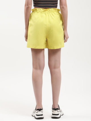 Elle Women Lime Solid Flared Shorts