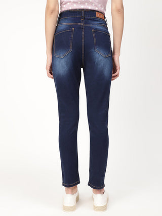 Elle Women Blue Solid Skinny Fit Jeans