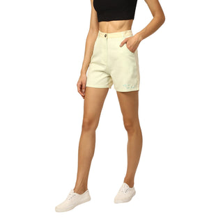 Elle Women Yellow Regular Fit Shorts