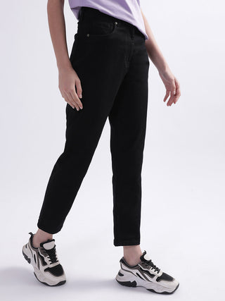 Elle Women Black Solid Regular Fit Jeans