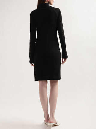 Elle Women Black Solid High Neck Dress