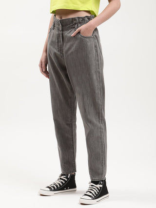 Elle Women Grey Solid Regular Fit Jeans