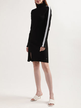 Elle Women Black Solid High Neck Dress