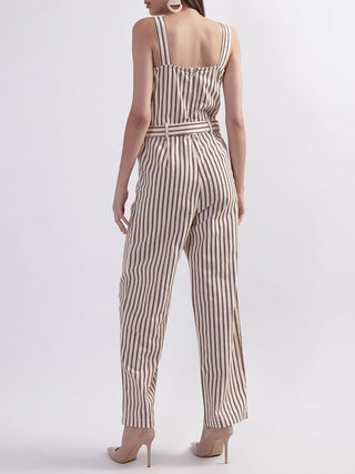 Elle Women Multi Square Neck Striped Jumpsuit