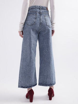 Elle Women Blue Solid Flared Jeans