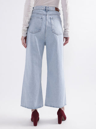 Elle Women Blue Solid Flared Jeans