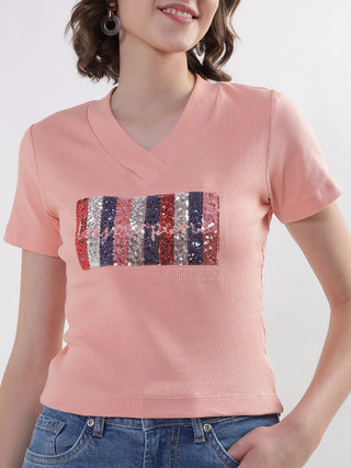 Elle Women Pink Tshirt