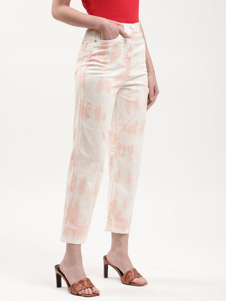 Elle Women Peach Dyed Straight Fit Jeans
