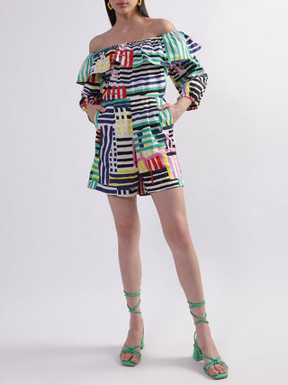Elle Women Multi Off Shoulder Printed Playsuit