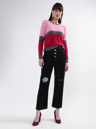 Elle Women Black Solid Straight Fit Jeans