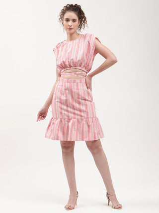 Elle Women Red Striped Regular Fit Skirt