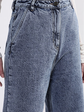 Elle Women Blue Solid Flared Jeans