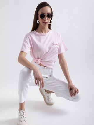 Elle Women White Solid Mom Fit Jeans