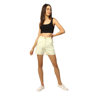 Elle Women Yellow Solid Regular Fit Shorts