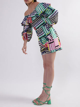Elle Women Multi Off Shoulder Printed Playsuit