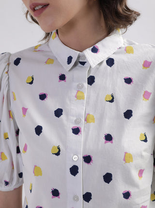 Elle Women Multi Printed Collar Top