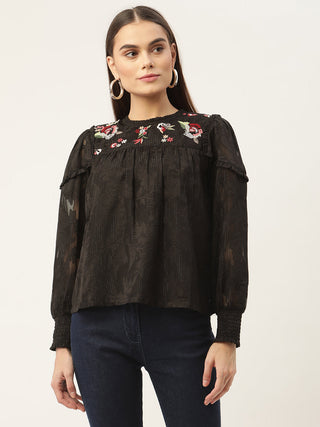 Elle Women Embroidered Round Neck Top