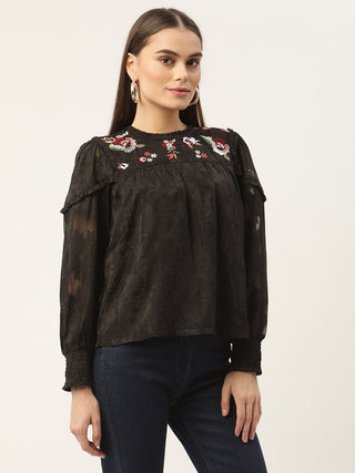 Elle Women Embroidered Round Neck Top