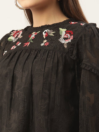 Elle Women Embroidered Round Neck Top