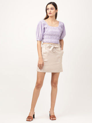 Elle Women Lilac Solid Square Neck Top
