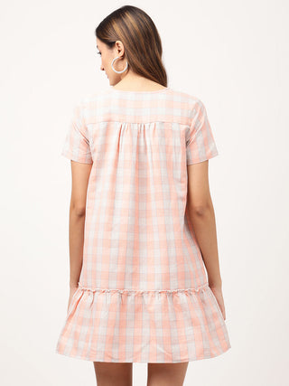 Elle Women Orange Striped V Neck Dress
