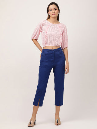 Elle Women Pink Striped V Neck TShirt