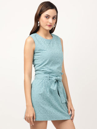 Elle Women Green Solid Round Neck Top