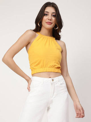 Elle Yellow Slim Fit Crop Top