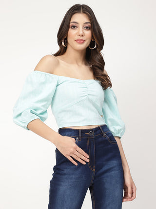 Elle Women Green Solid Off Shoulder Top