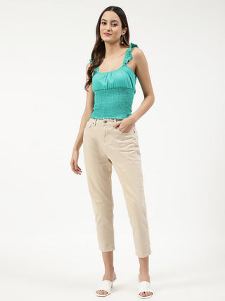 Elle Green Semi Fitted Crop Top