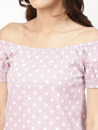 Elle Purple Polka Dot Semi Fitted Top