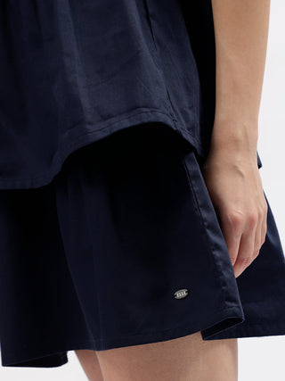 Elle Women Blue Shirt Collar Dress