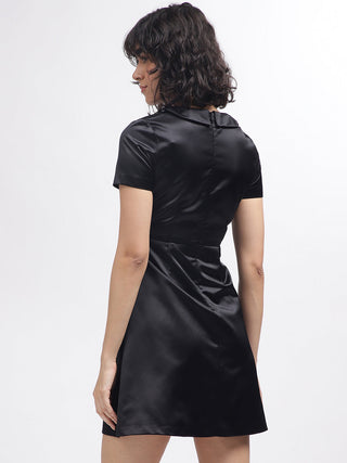 Elle Women Black Collar Dress